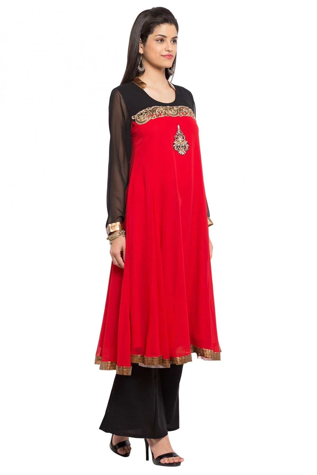 Cream Colour Plus Size Stitched Georgette Palazzo Pant Suit BW1070159