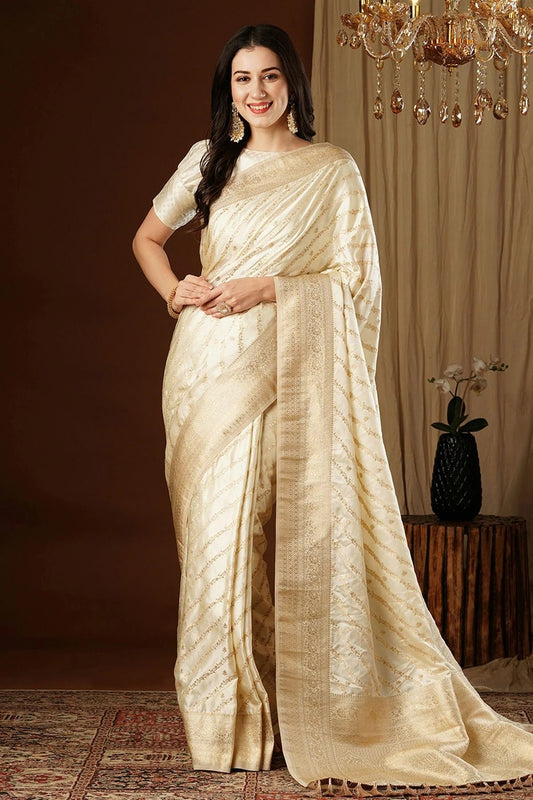 Cream Colour Satin Silk Traditional Saree SD1112141