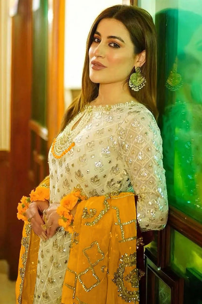 Cream Colour Semi Stitched Faux Georgette Pakistani Suit SM1140133 A