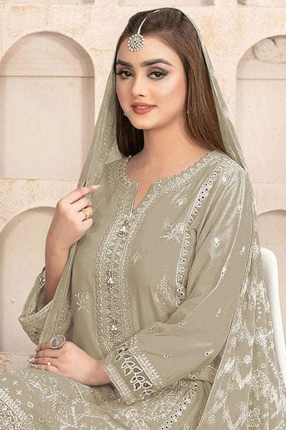 Cream Colour Semi Stitched Faux Georgette Pakistani Suit SM1140188 A