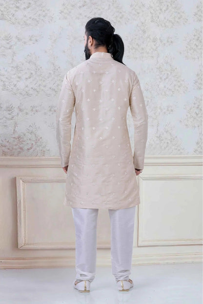 Cream Colour Silk Festival Wear Kurta Pajama KP1130046 A
