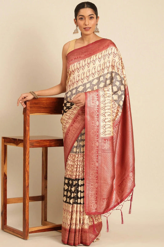 Cream Colour Silk Traditional Saree SD1102545