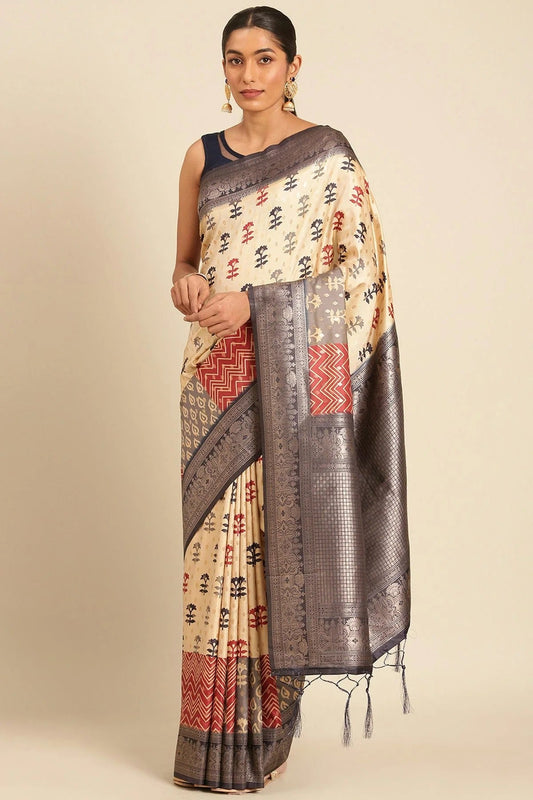 Cream Colour Silk Traditional Saree SD1102546