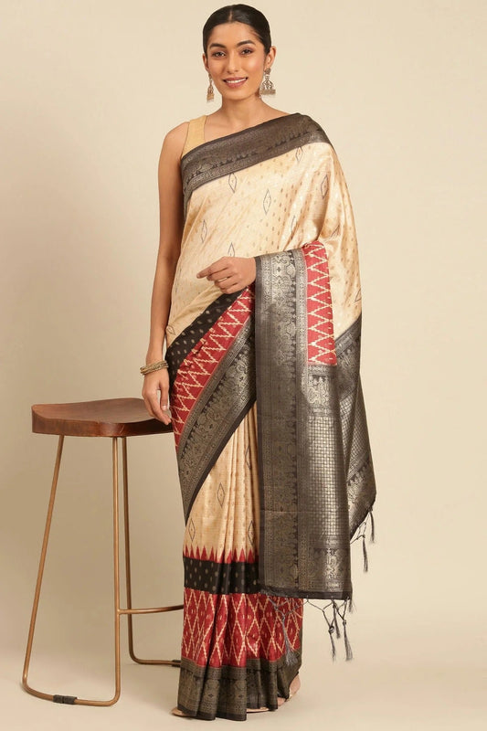 Cream Colour Silk Traditional Saree SD1102550