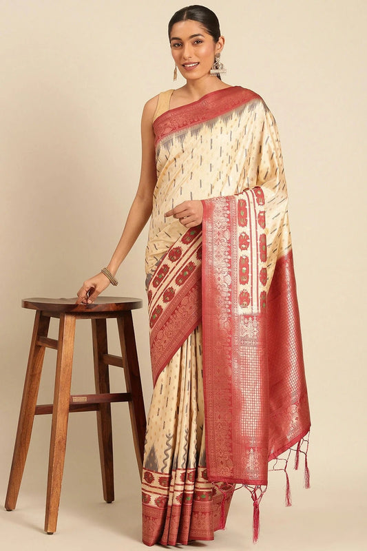 Cream Colour Silk Traditional Saree SD1102551