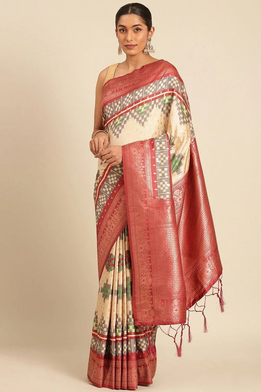 Cream Colour Silk Traditional Saree SD1102553