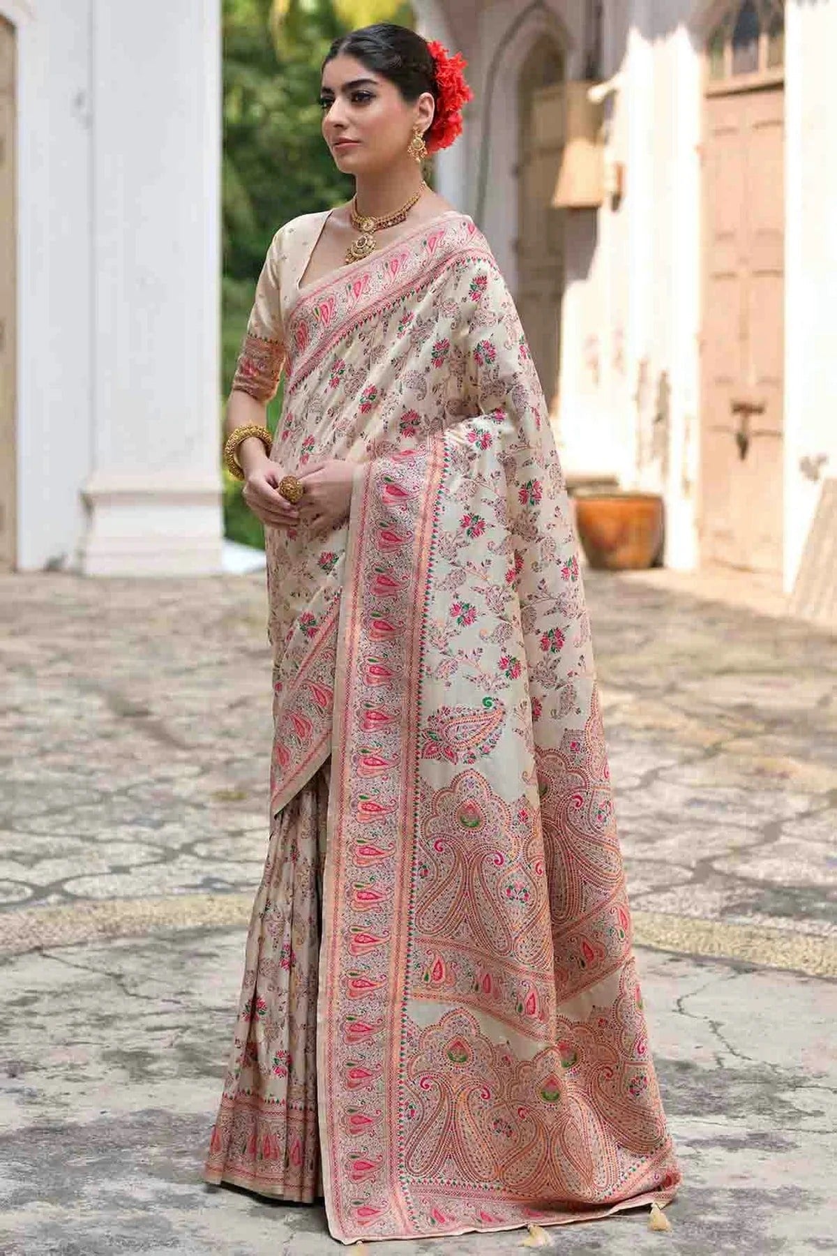 Cream Colour Silk Traditional Saree SD1260047 A