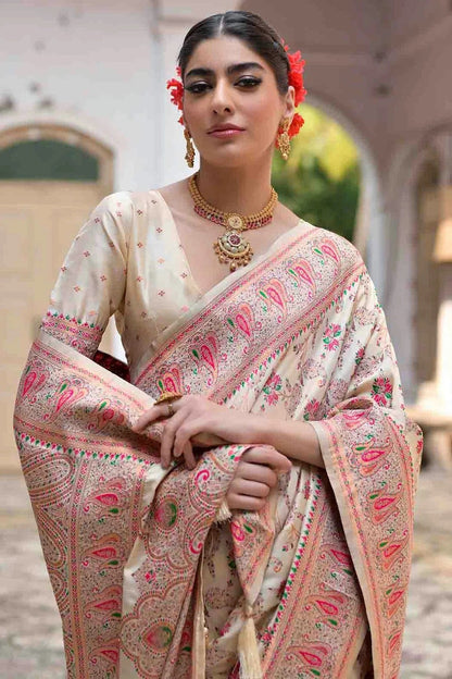 Cream Colour Silk Traditional Saree SD1260047 B