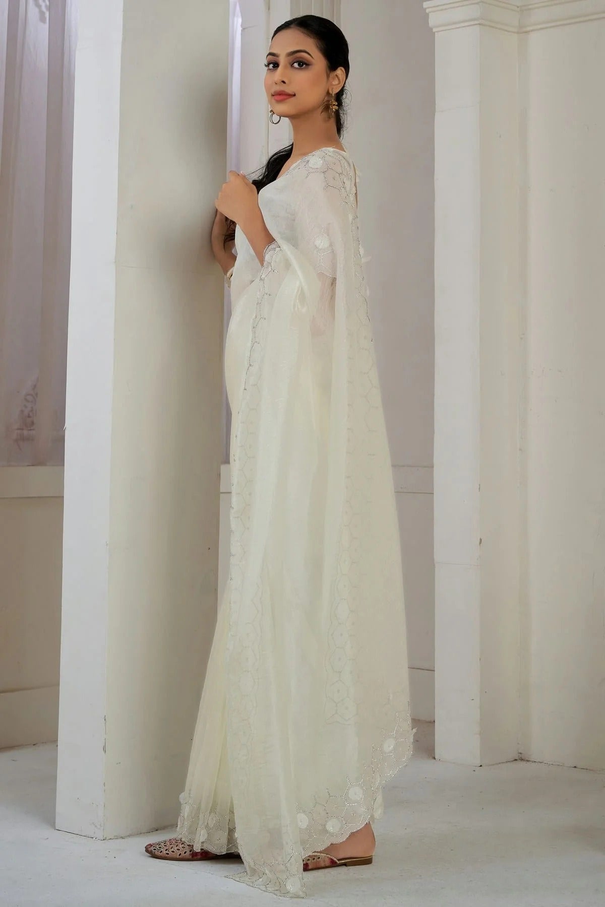 Cream Colour Soft Organza Designer Saree SD1121874 A