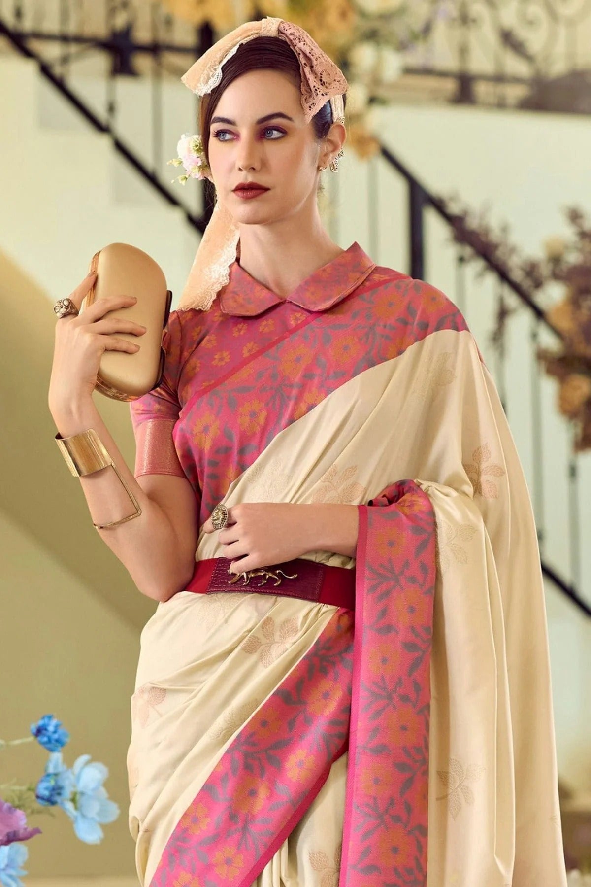 Cream Colour Soft Silk Traditional Saree SD1290250 A