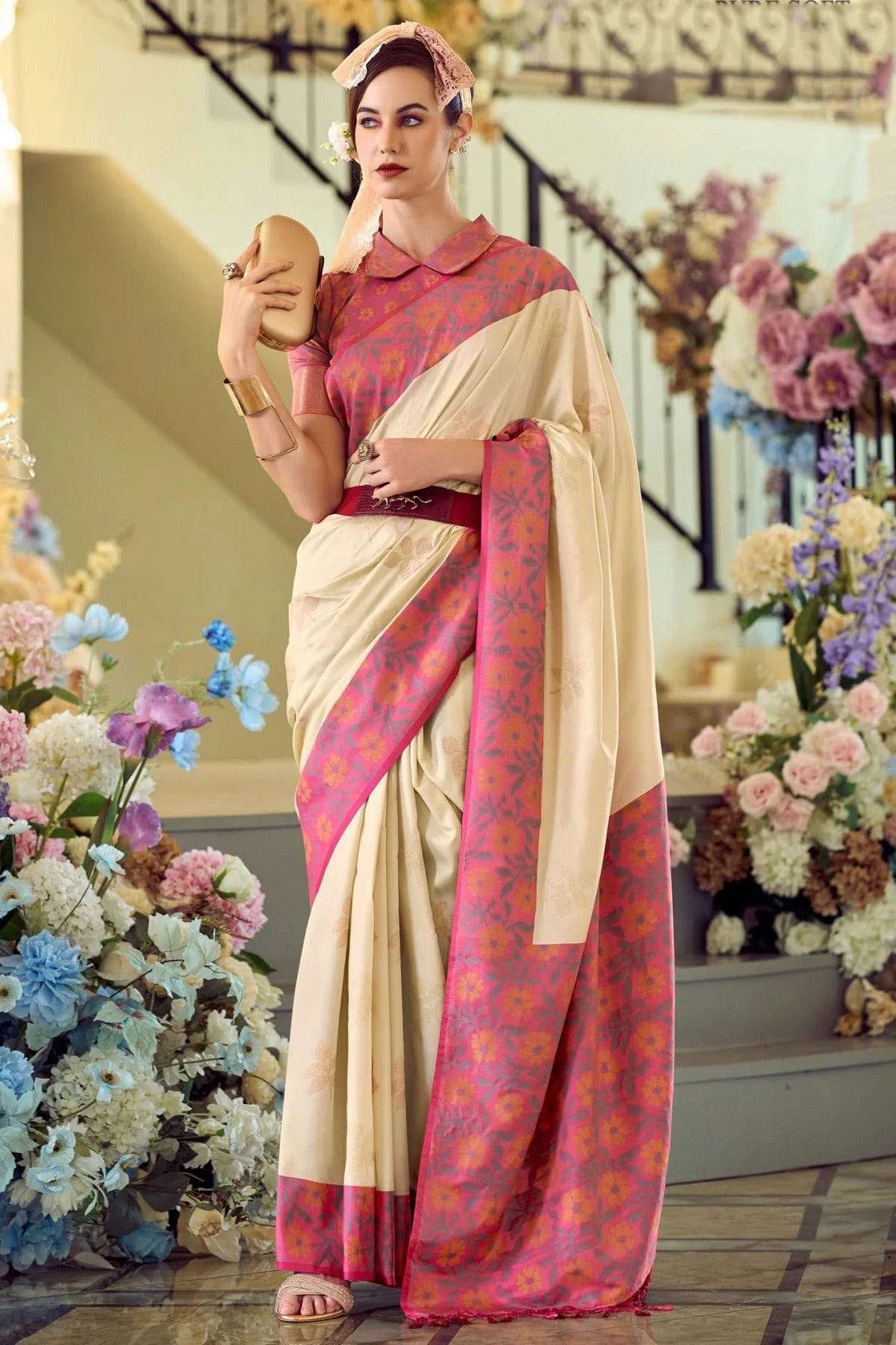 Cream Colour Soft Silk Traditional Saree SD1290250