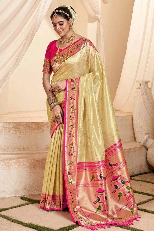 Cream Colour Soft Tissue Silk Saree SD1110132