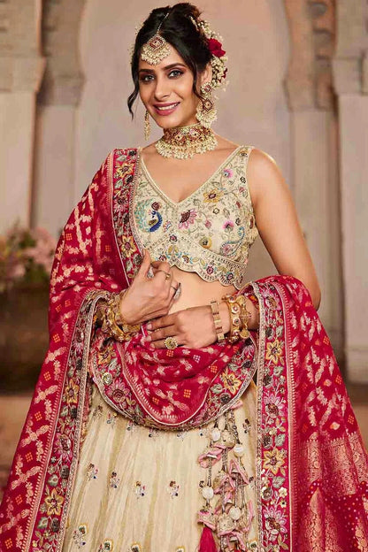 Cream Colour Tissue Lehenga Choli LC1113165 B