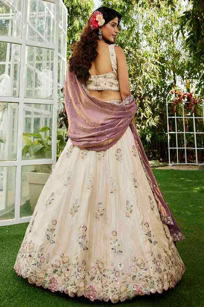 Cream Colour Tissue Lehenga Choli LC1113176 A