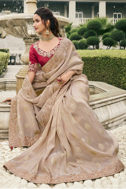 Cream Colour Tissue Silk Designer Saree SD1290231 A