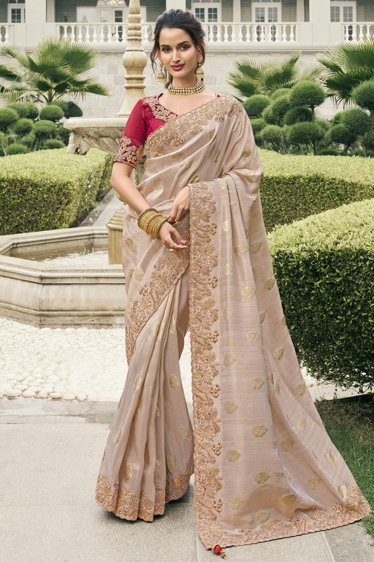Cream Colour Tissue Silk Designer Saree SD1290231