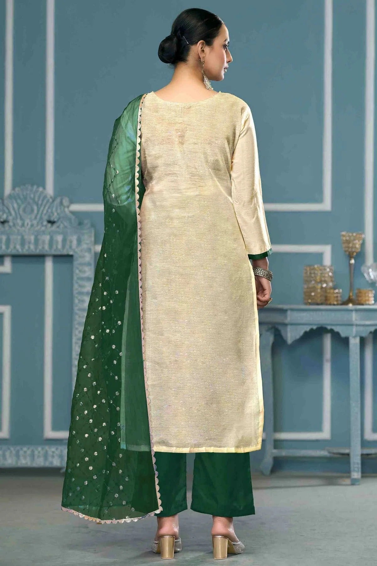 Cream Colour Viscose Banarasi Pant Style Suit SM1113241 A
