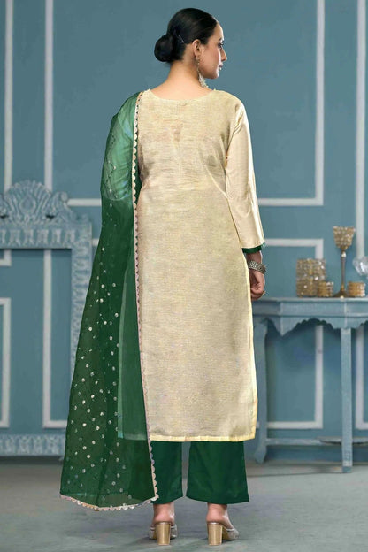 Cream Colour Viscose Banarasi Pant Style Suit SM1113241 A