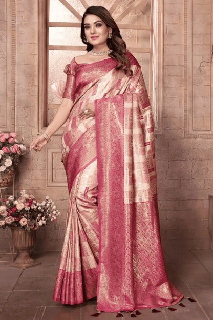 Cream Colour Woven Work Banarasi Chaturi Silk Traditional Saree SD1250278