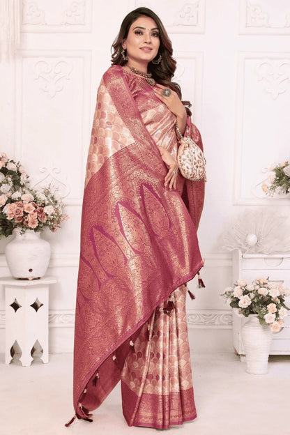 Cream Colour Woven Work Banarasi Silk Traditional Saree SD1250234 A