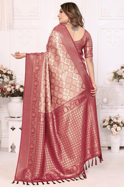 Cream Colour Woven Work Banarasi Silk Traditional Saree SD1250245 B