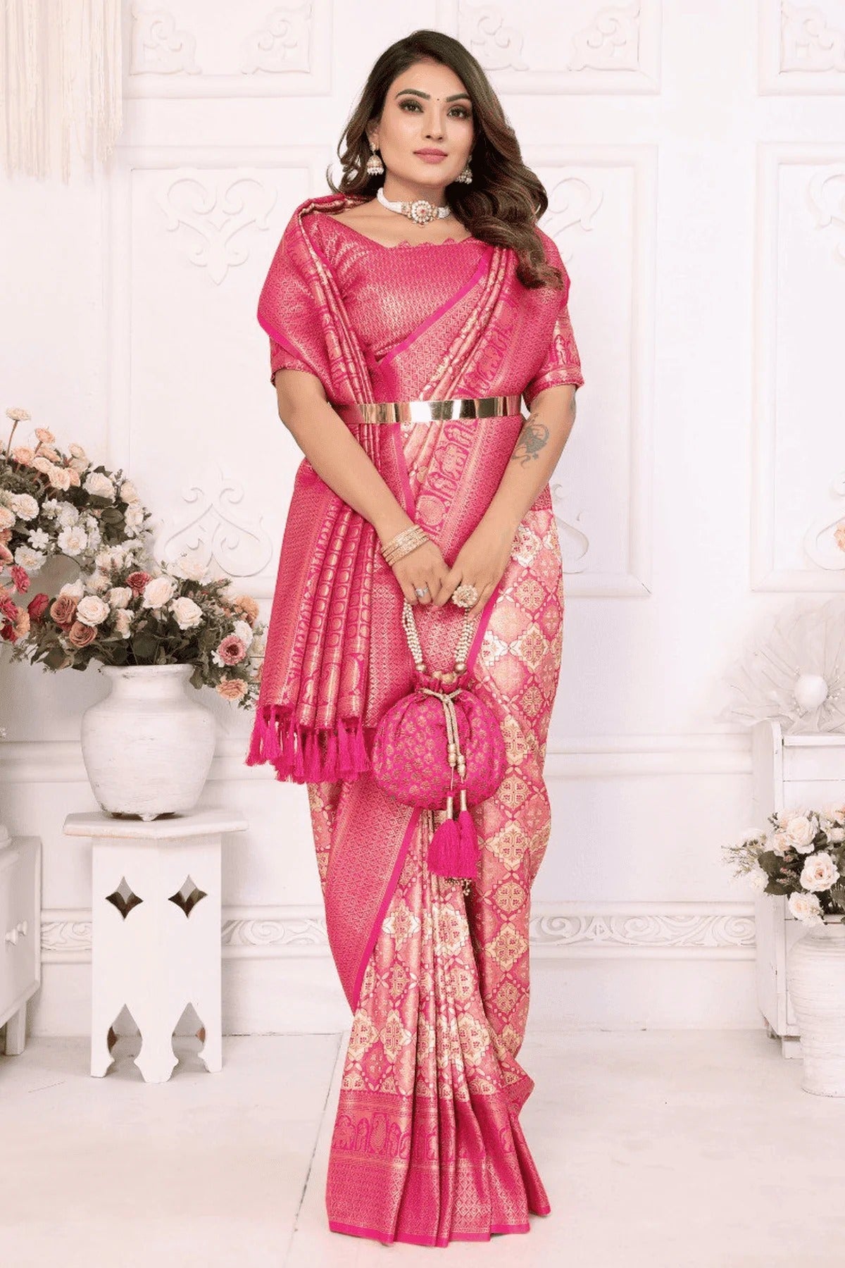 Cream Colour Woven Work Banarasi Silk Traditional Saree SD1250247 A