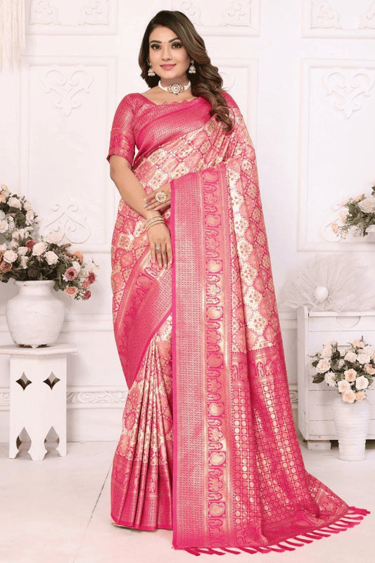 Cream Colour Woven Work Banarasi Silk Traditional Saree SD1250247