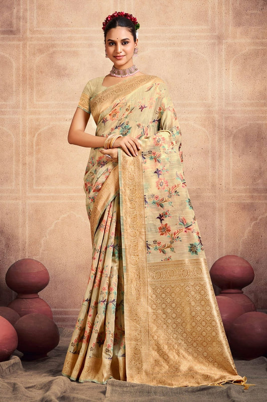 Cream Colour Woven Work Cotton Saree SD1101661