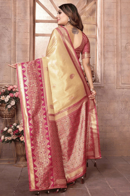 Cream Colour Woven Work Pure Banarasi Tissue Silk Traditional Saree SD1250285 B