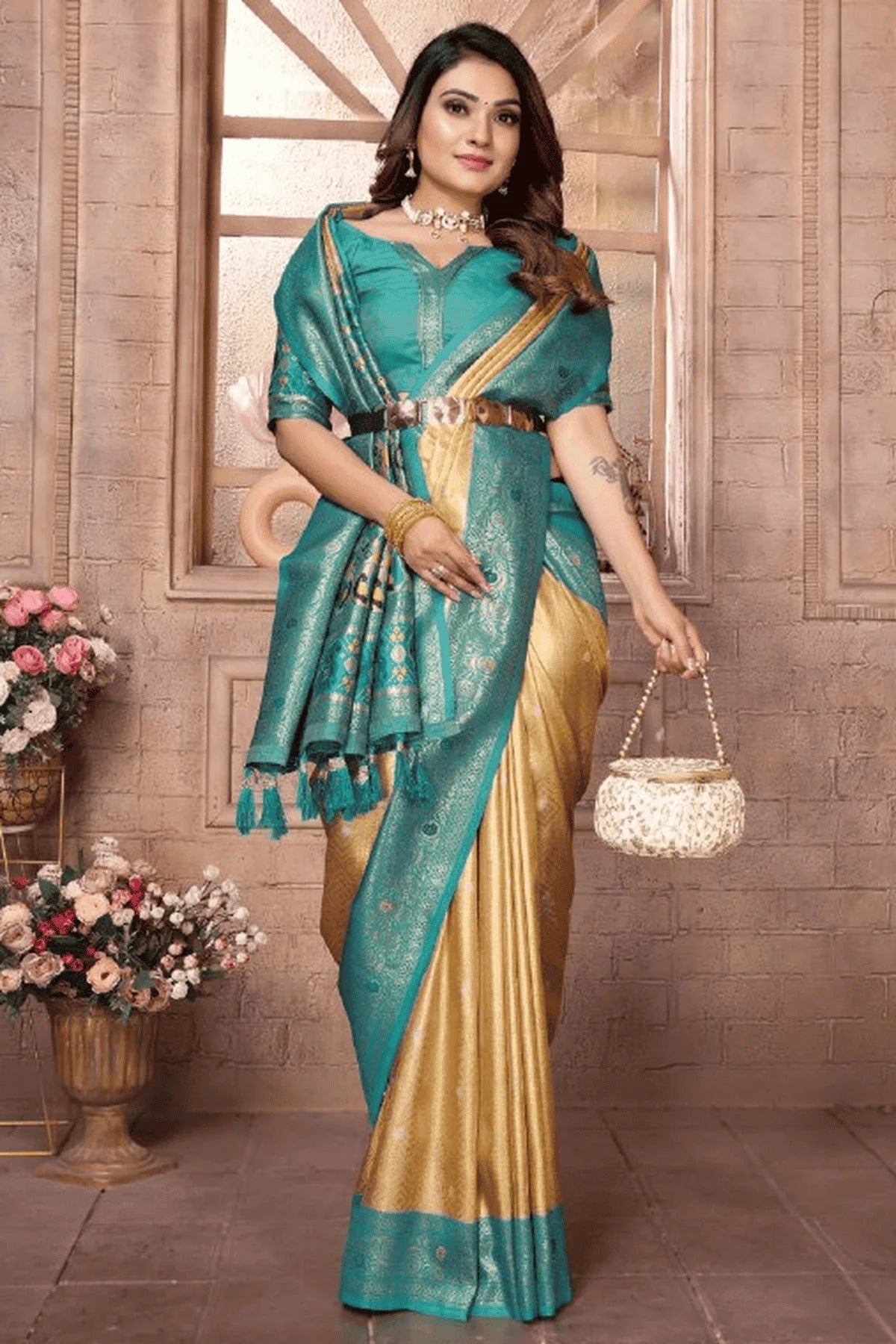 Cream Colour Woven Work Pure Banarasi Tissue Silk Traditional Saree SD1250330 A