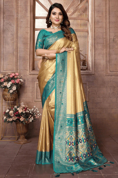 Cream Colour Woven Work Pure Banarasi Tissue Silk Traditional Saree SD1250330