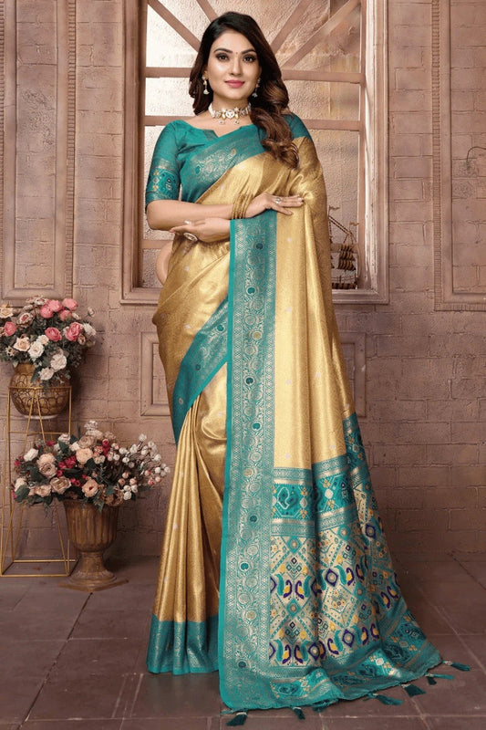 Cream Colour Woven Work Pure Banarasi Tissue Silk Traditional Saree SD1250330