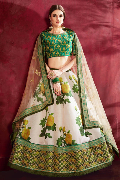 Cream Green Banglori Silk Designer Lehenga Choli LC1010137 A