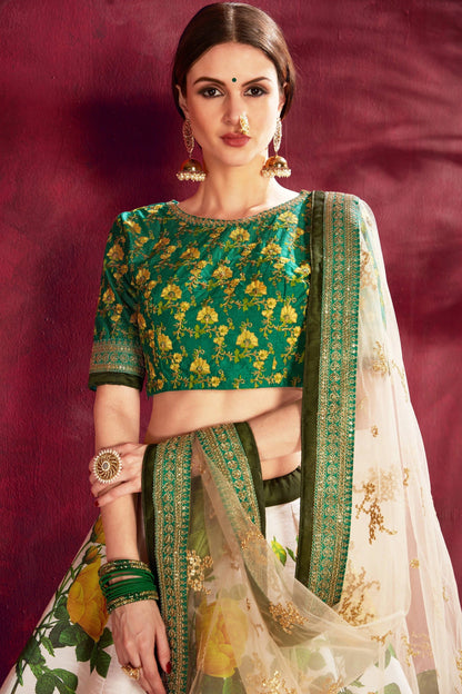 Cream Green Banglori Silk Designer Lehenga Choli LC1010137 B