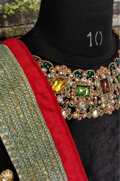 Cream and Black Colour Art Silk Lehenga Choli LC1010006 C