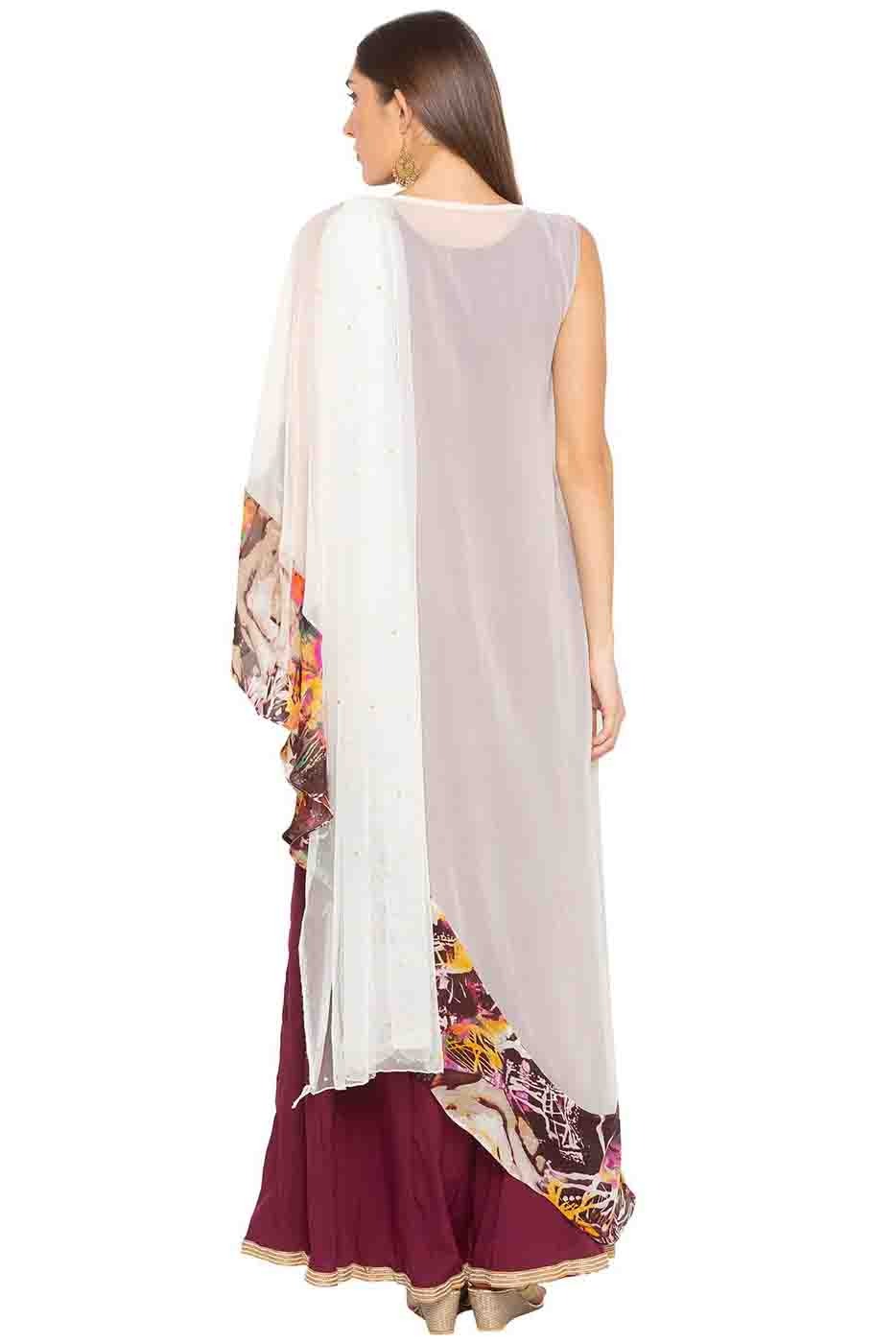 Cream and Maroon Colour Plus Size Georgette Embroidery Anarkali Suit BW1070230 A