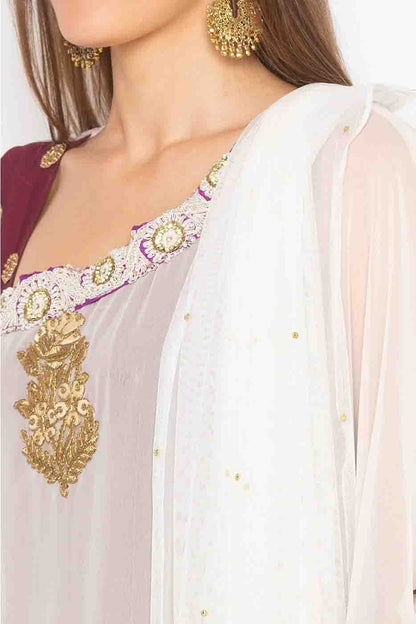 Cream and Maroon Colour Plus Size Georgette Embroidery Anarkali Suit BW1070230 B