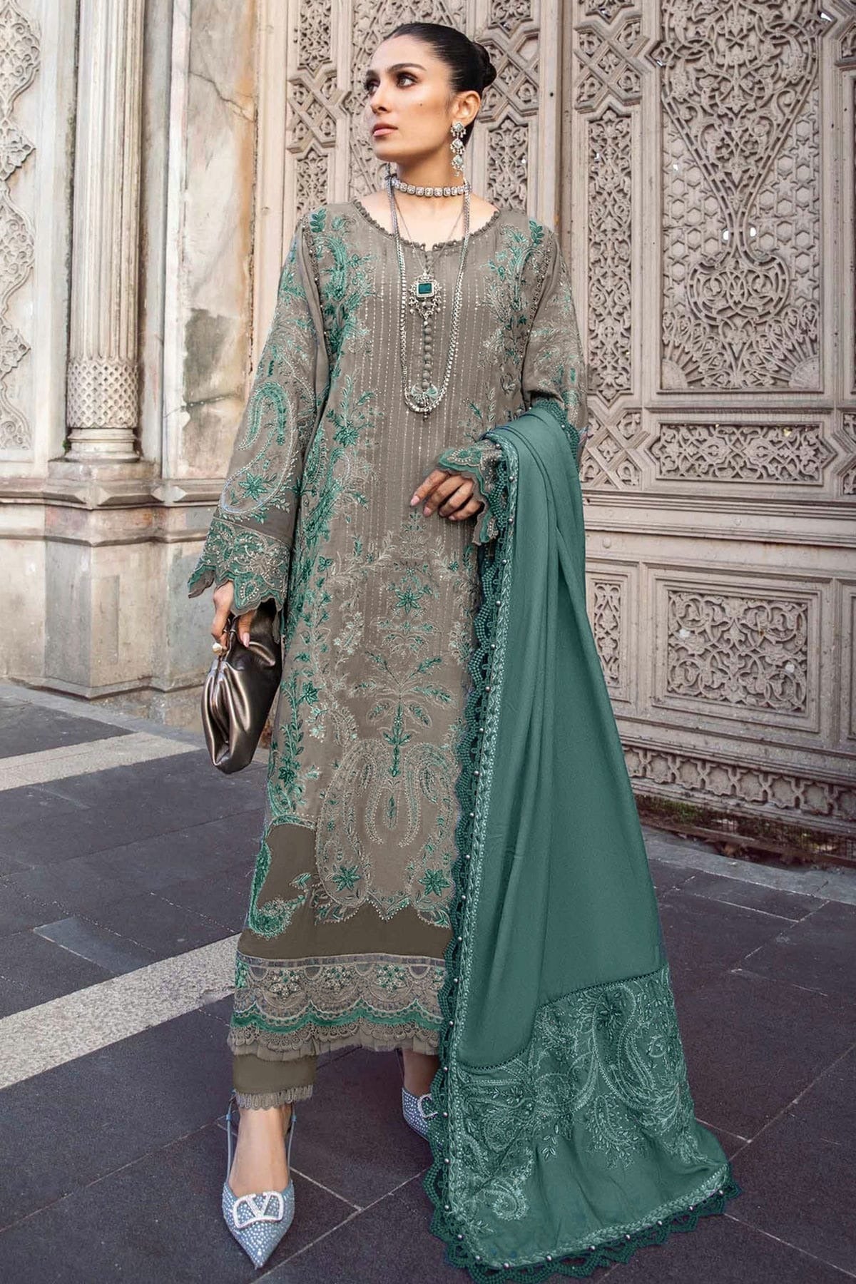 Dark Beige Colour Rayon Semi Stitched Pakistani Suit SM1250163 A