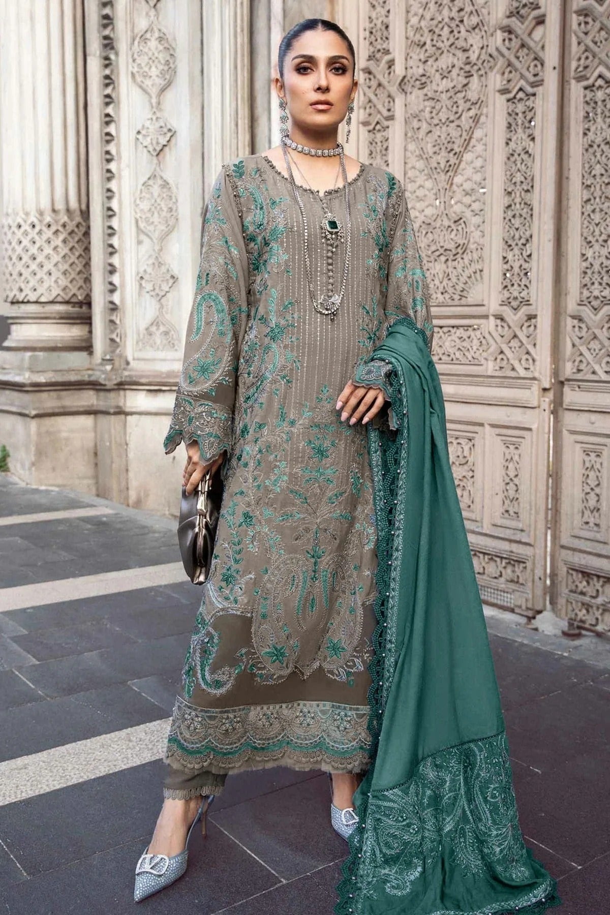 Dark Beige Colour Rayon Semi Stitched Pakistani Suit SM1250163