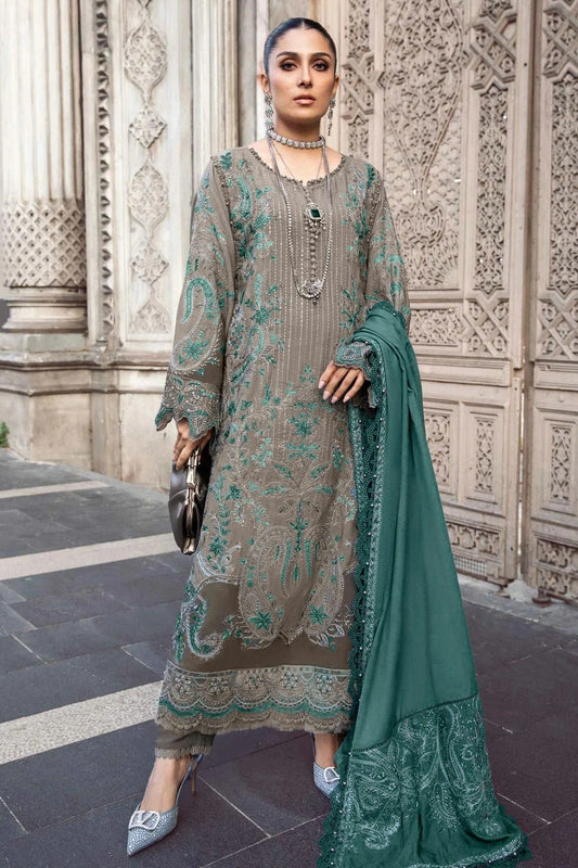 Dark Beige Colour Rayon Semi Stitched Pakistani Suit SM1250163