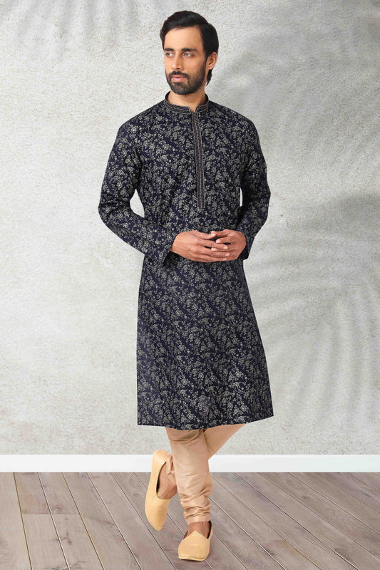 Dark Blue Colour Kurta Pajama In Cotton KP1210132