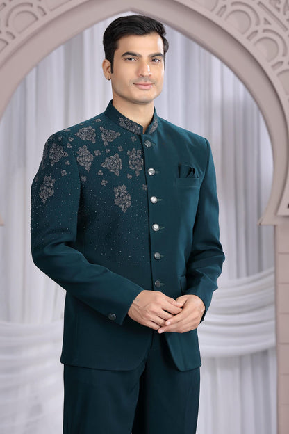 Dark Green Colour Hand Work Imported Fabric Jodhpuri