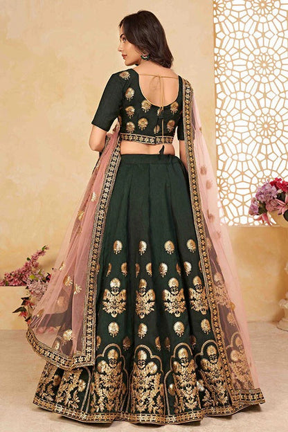 Dark Green Colour Silk Designer Lehenga Choli LC1240016 A