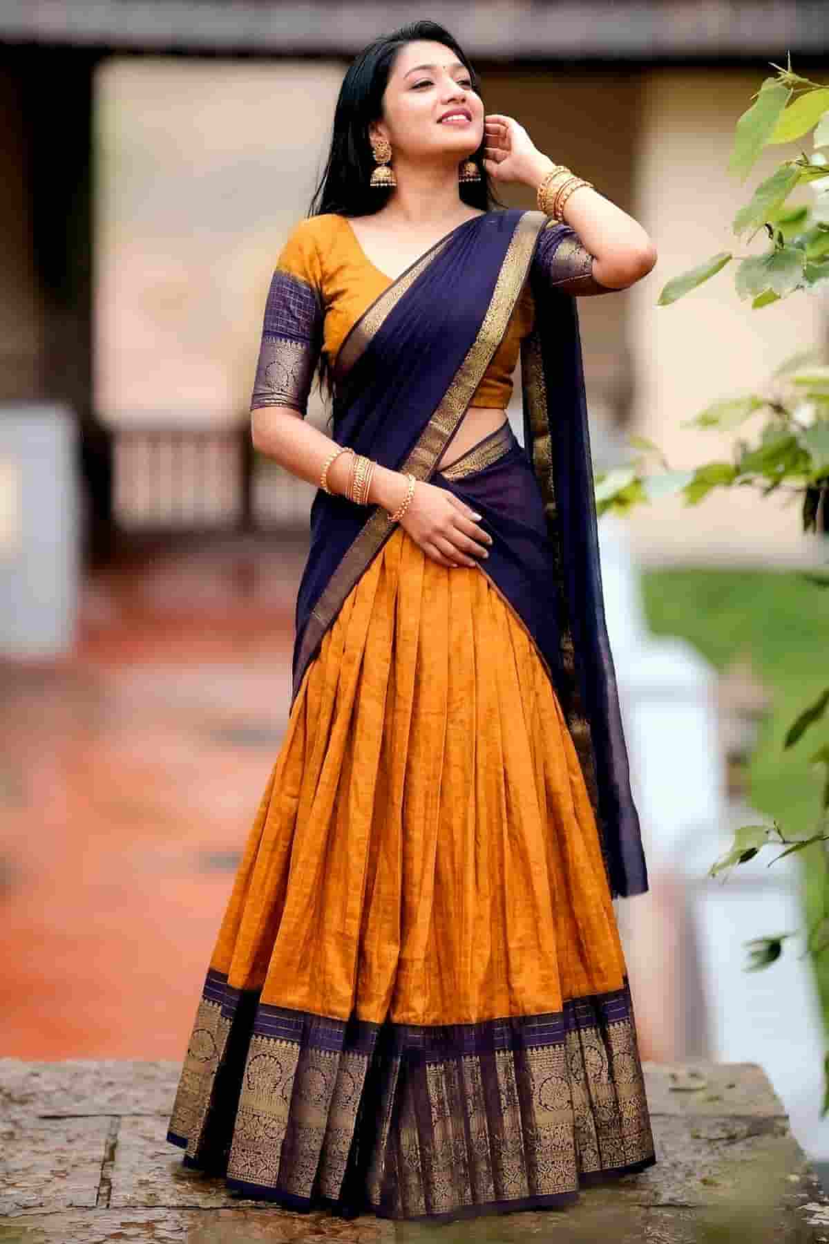 Dola Chex Zari Woven Work Stitched Lehenga In Mustard Colour