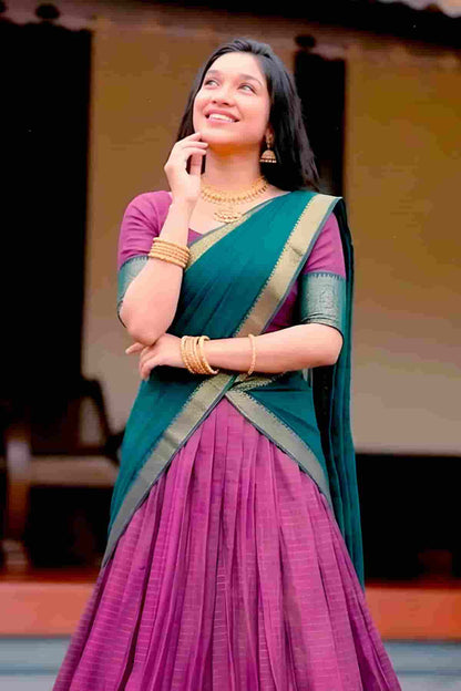 Dola Chex Zari Woven Work Stitched Lehenga In Pink Colour