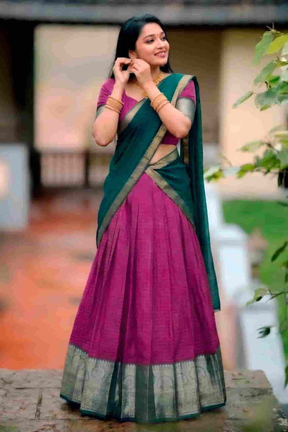 Dola Chex Zari Woven Work Stitched Lehenga In Pink Colour