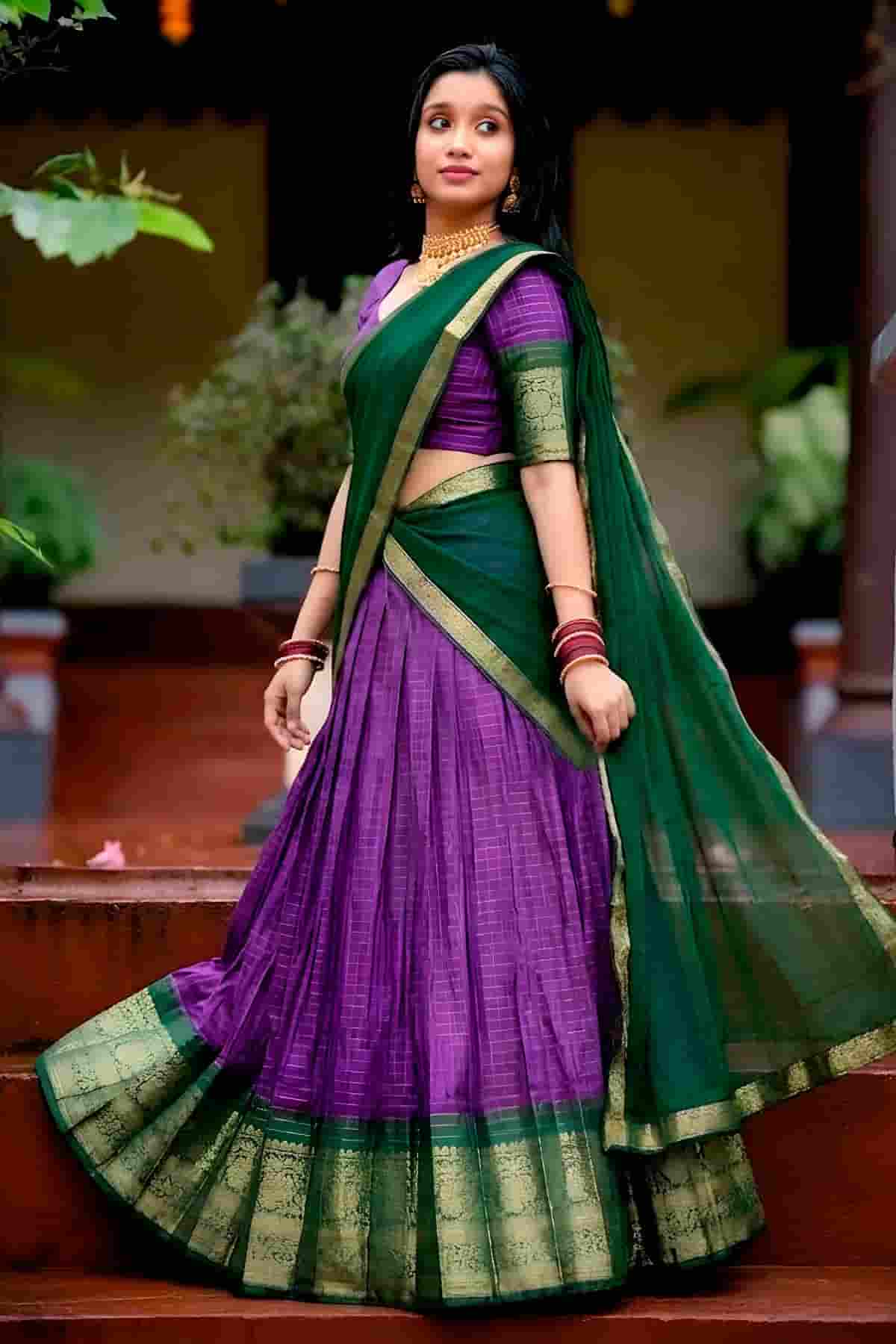 Dola Chex Zari Woven Work Stitched Lehenga In Purple Colour