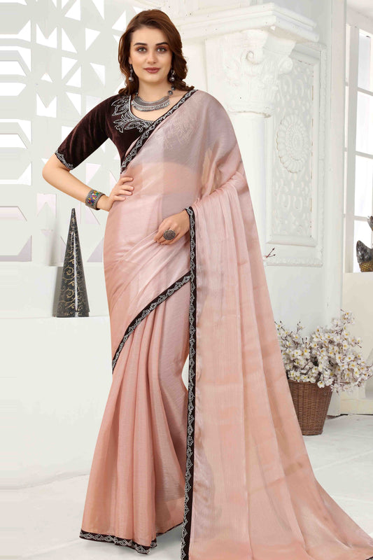 Dusty Baby Pink Colour Jimmy Choo Crush Designer Saree SD1121110