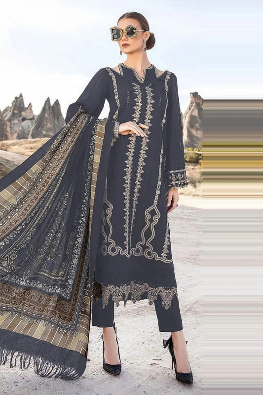 Dusty Blue Colour Faux Georgette Pakistani Suit SM1140059