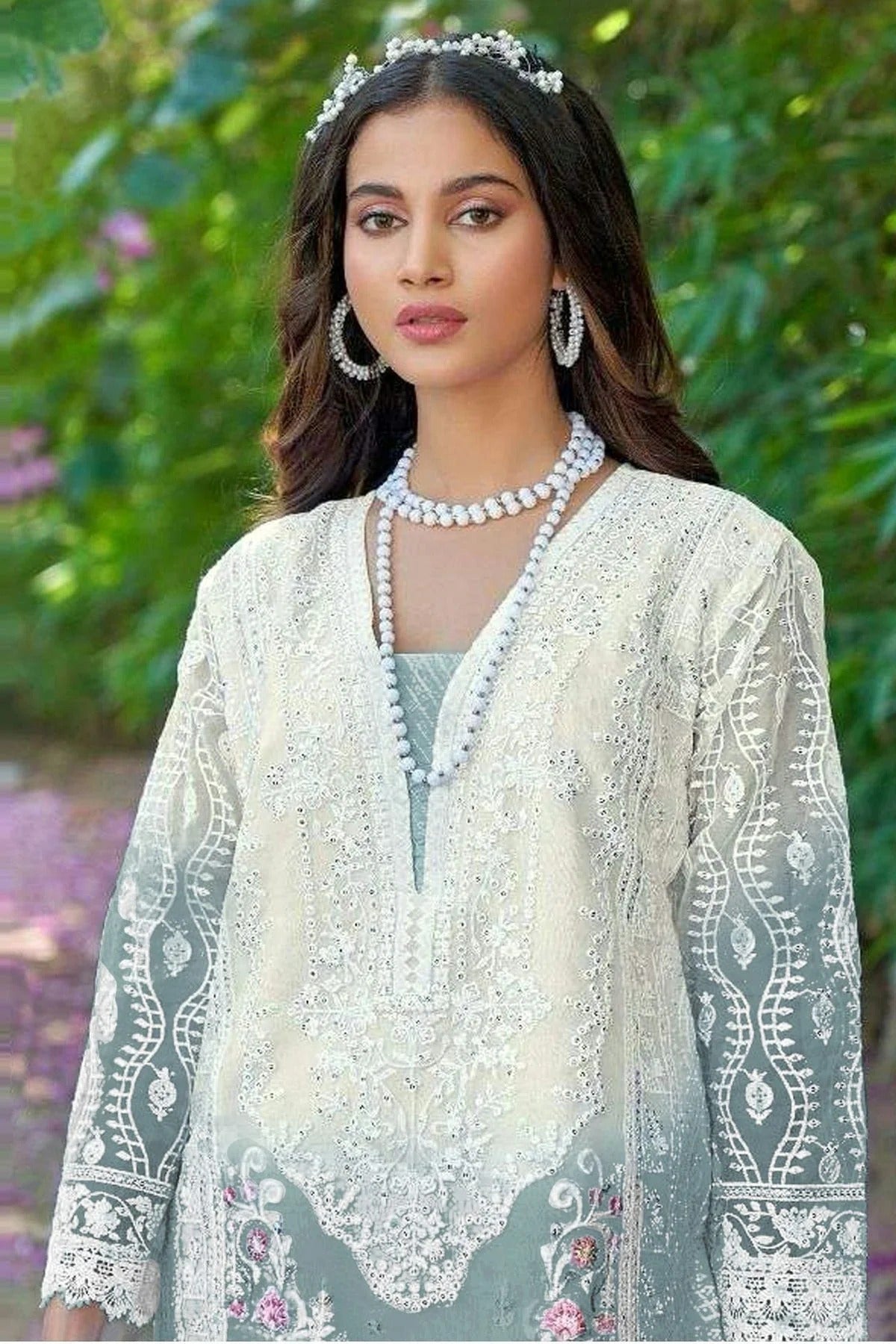 Dusty Blue Colour Organza Pakistani Suit SM1140040 A